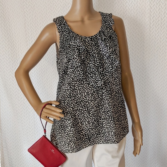 White House Black Market Tops - WHBM spotted tank with ruffle